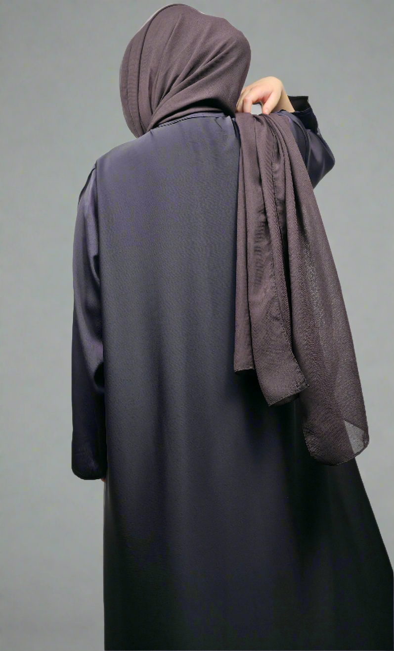 Open Button Up Kimono Abaya - Midnight Majesty