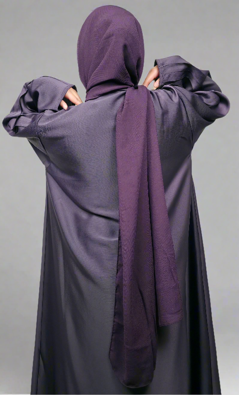 Open Button Up  Kimono Abaya - Lavender Dusk