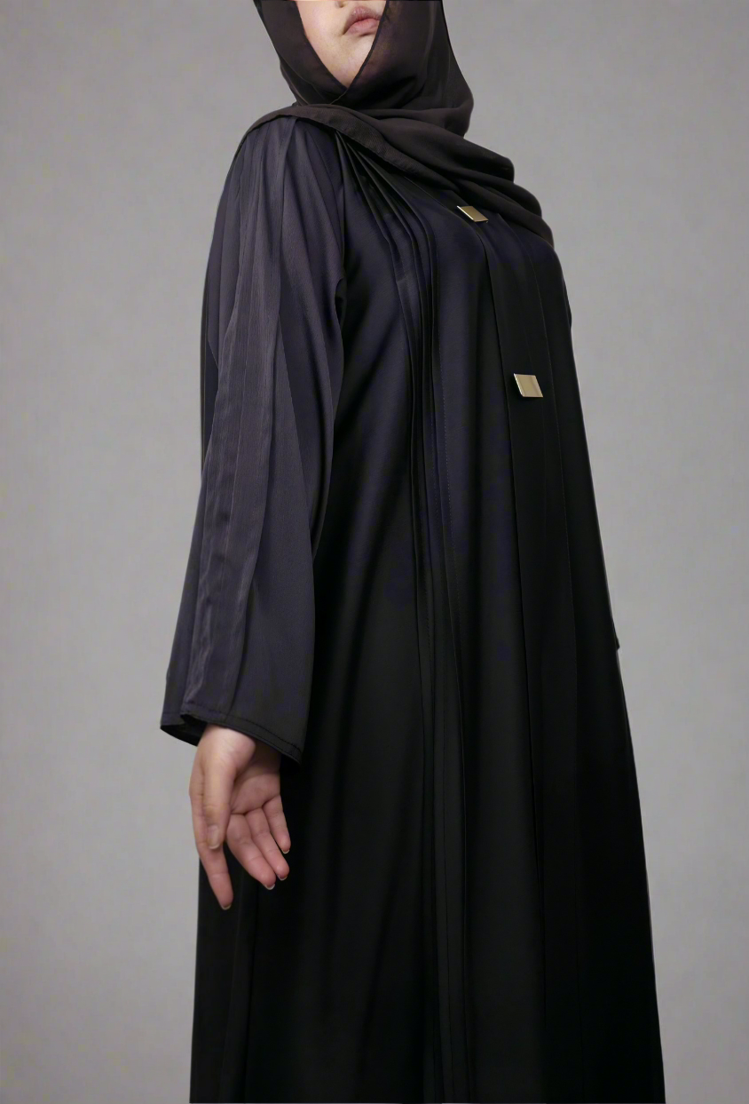 Open Button Up Kimono Abaya - Midnight Majesty