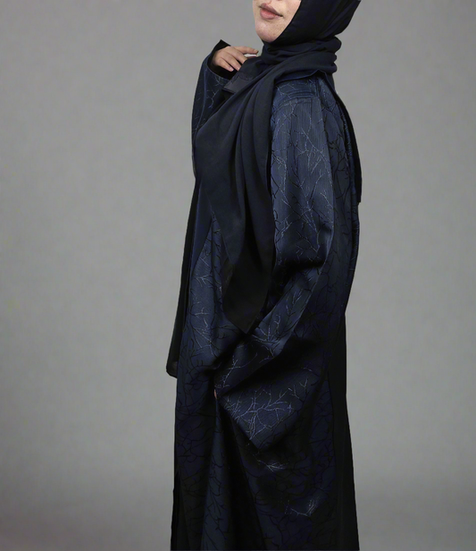 Open Button Up  Kimono Abaya - Sapphire Blue