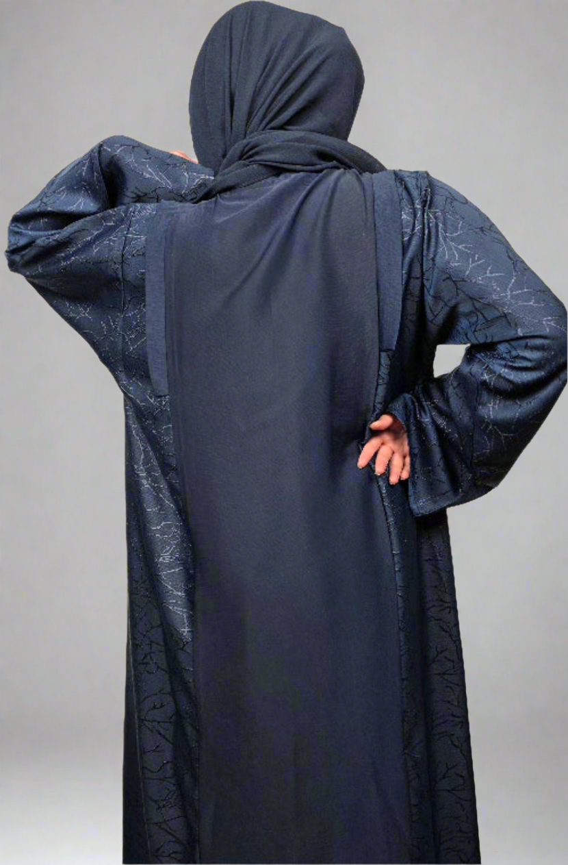 Open Button Up  Kimono Abaya - Sapphire Blue